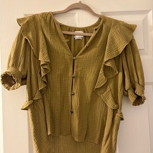 SAYLOR Olive Ruffle Blouse